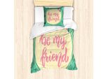 Abakuhaus Set Copripiumino Best Friend Per Letti Singoli, Motivo Floreale Rotondo, Antiacaro, Adatto A Chi Soffre Di Allergie, Con Federa, 135 Cm X 200 Cm - 80 X 80 Cm, Giallo Pallido Rosa Pastello