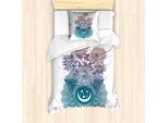 Abakuhaus Set Copripiumino Alchimie Per Letti Singoli, Motivo Fiori, Luna E Pizzo, Antiacaro, Adatto A Chi Soffre Di Allergie, Con Federa, 135 Cm X 200 Cm - 80 X 80 Cm, Multicolore