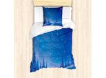 Set Copripiumino Invernale Abakuhaus Per Letti Singoli, Motivo Cold Snowy Night, Antiacaro E Anallergico, Con Federa, 135 Cm X 200 Cm - 80 X 80 Cm, Blu Persiano Azzurro