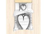 Abakuhaus Alchimie Set Copripiumino Per Letti Singoli, Cuore Con Raggi, Antiacaro, Adatto A Chi Soffre Di Allergie, Con Federa, 135 Cm X 200 Cm - 80 X 80 Cm, Grigio Antracite Bianco