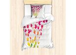 Abakuhaus Set Copripiumino Naturale Per Letti Singoli, Vivid BläTter Letters, Antiacaro E Anallergico Con Federa, 135 Cm X 200 Cm - 80 X 80 Cm, Cocco E Multicolore