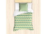 Abakuhaus Set Copripiumino Philodendron Per Letti Singoli, Banane E Foglie Artistiche, Antiacaro, Adatto A Chi Soffre Di Allergie, Con Federa, 135 Cm X 200 Cm - 80 X 80 Cm, Verde Pastello Multicolore