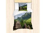Abakuhaus Set Copripiumino Fiji Per Letti Singoli, Scena Della Groenlandia Navala Village, Antiacaro, Adatto A Chi Soffre Di Allergie, Con Federa, 135 Cm X 200 Cm - 80 X 80 Cm, Verde Oliva Multicolore