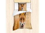 Abakuhaus Set Copripiumino Per Letto Singolo, Coyote Affamato Su Sfondo Sfocato, Antiacaro, Adatto A Chi Soffre Di Allergie, Con Federa, 135 Cm X 200 Cm - 80 X 80 Cm, Ginger Sand Brown
