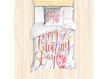 Set Copripiumino Abakuhaus Vintage Valentine Per Letti Singoli, Calde Calligrafie, Antiacaro, Adatto A Chi Soffre Di Allergie, Con Federa, 135 Cm X 200 Cm - 80 X 80 Cm, Multicolore
