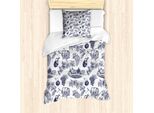Abakuhaus Set Copripiumino Per Letti Singoli, Tema Monotono Vineyard, Antiacaro, Adatto A Chi Soffre Di Allergie, Con Federa, 135 Cm X 200 Cm - 80 X 80 Cm, Viola-Blu Bianco
