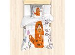 Abakuhaus Set Copripiumino Per Letto Singolo Per La Festa Del Papà, Papà E Gattini In Fiore, Antiacaro, Adatto A Chi Soffre Di Allergie, Con Federa, 135 Cm X 200 Cm - 80 X 80 Cm, Multicolore