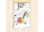 Abakuhaus Set Copripiumino Arcobaleno Zebra Per Letti Singoli, Allegri Animali Cartoon, Antiacaro, Adatto A Chi Soffre Di Allergie, Con Federa, 135 Cm X 200 Cm - 80 X 80 Cm, Bianco E Multicolore