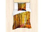 Set Copripiumino Abakuhaus Autunnale Per Letti Singoli, Paesaggio Boschivo Autunnale, Antiacaro, Adatto A Chi Soffre Di Allergie, Con Federa, 135 Cm X 200 Cm - 80 X 80 Cm, Multicolore