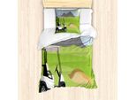 Abakuhaus Set Copripiumino Per Letto Singolo Con Motivo Golf, Cartoon Golf Club, Antiacaro E Anallergico, Con Federa, 135 Cm X 200 Cm - 80 X 80 Cm, Verde Lime Multicolore