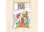 Abakuhaus Set Copripiumino Per Letto Singolo, Princess Castle Nursery, Antiacaro, Adatto A Chi Soffre Di Allergie, Con Federa, 135 Cm X 200 Cm - 80 X 80 Cm, Multicolore