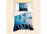 Set Copripiumino Abakuhaus Ice Berg Per Letti Singoli, Scena Arctic Environment, Antiacaro, Adatto A Chi Soffre Di Allergie, Con Federa, 135 Cm X 200 Cm - 80 X 80 Cm, Blu Azzurro Multicolore