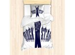 Abakuhaus Set Copripiumino Rock'n'Roll Per Letti Singoli, Rockstar, Antiacaro, Adatto A Chi Soffre Di Allergie, Con Federa, 135 Cm X 200 Cm - 80 X 80 Cm, Viola Scuro, Blu, Bianco