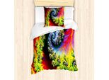 Abakuhaus Set Copripiumino Astral Per Letti Singoli, Fantasia Astratta Psichedelica, Antiacaro, Adatto A Chi Soffre Di Allergie, Con Federa, 135 Cm X 200 Cm - 80 X 80 Cm, Multicolore