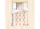 Abakuhaus Set Copripiumino Per Letto Singolo, Foglie Autunnali, Antiacaro, Adatto A Chi Soffre Di Allergie, Con Federa, 135 Cm X 200 Cm - 80 X 80 Cm, Beige Salmone E Bianco