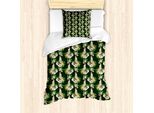 Abakuhaus Set Copripiumino Giallo Per Letti Singoli, Pappagallo E Flora Esotica, Antiacaro, Adatto A Chi Soffre Di Allergie, Con Federa, 135 Cm X 200 Cm - 80 X 80 Cm, Multicolore
