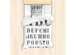 Abakuhaus Set Copripiumino Alphabet Per Letti Singoli, Lettere Decorative Dalla A Alla Z, Antiacaro, Adatto A Chi Soffre Di Allergie, Con Federa, 135 Cm X 200 Cm - 80 X 80 Cm, Grigio Antracite E Bianco