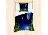 Abakuhaus Set Copripiumino Per Letto Singolo, Notte Cosmica Pino, Antiacaro, Adatto A Chi Soffre Di Allergie, Con Federa, 135 Cm X 200 Cm - 80 X 80 Cm, Verde Multicolore