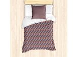 Abakuhaus Set Copripiumino Per Letto Singolo, Stile Vibrant Triangles Art, Antiacaro, Adatto A Chi Soffre Di Allergie, Con Federa, 135 Cm X 200 Cm - 80 X 80 Cm, Burnt Sienna Purpleblue
