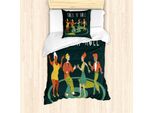 Abakuhaus Set Copripiumino Rock'n'Roll Per Letti Singoli, Tema Hipster Party, Antiacaro, Adatto A Chi Soffre Di Allergie, Con Federa, 135 Cm X 200 Cm - 80 X 80 Cm, Multicolore