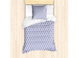 Abakuhaus Set Copripiumino Etnico Per Letti Singoli, Lenzuola In Damasco Monocromatiche, Antiacaro E Anallergico Con Federa, 135 Cm X 200 Cm - 80 X 80 Cm, Indaco Bianco