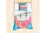 Abakuhaus Set Copripiumino Tropicale Per Letti Singoli, Fenicotteri In Vacanza, Antiacaro, Adatto A Chi Soffre Di Allergie, Con Federa, 135 Cm X 200 Cm - 80 X 80 Cm, Multicolore