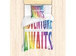 Abakuhaus Set Copripiumino Per Letto Singolo, Tipografia Arcobaleno Moderna, Antiacaro, Adatto A Chi Soffre Di Allergie, Con Federa, 135 Cm X 200 Cm - 80 X 80 Cm, Multicolore