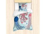 Abakuhaus Set Copripiumino Per Letto Singolo, Cartoon Untertier, Antiacaro, Adatto A Chi Soffre Di Allergie, Con Federa, 135 Cm X 200 Cm - 80 X 80 Cm, Corallo Azzurro Pallido