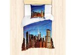 Abakuhaus Nyc Set Copripiumino Per Letto Singolo, Panorama Della Città Di Manhattan, Antiacaro, Adatto A Chi Soffre Di Allergie, Con Federa, 135 Cm X 200 Cm - 80 X 80 Cm, Viola Scuro Multicolore