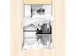 Set Copripiumino Abakuhaus Per Letti Singoli, Sydney Skyline Monocromatico, Antiacaro, Adatto A Chi Soffre Di Allergie, Con Federa, 135 Cm X 200 Cm - 80 X 80 Cm, Grigio Antracite Chiaro
