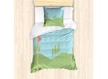 Abakuhaus Set Copripiumino Per Letto Singolo Con Motivo Golf, Buco E Bandiera, Antiacaro, Adatto A Chi Soffre Di Allergie, Con Federa, 135 Cm X 200 Cm - 80 X 80 Cm, Blu Verde