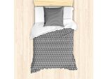 Abakuhaus Set Copripiumino Artistico Per Letti Singoli, Strisce Ondulate Orizzontali, Antiacaro, Adatto A Chi Soffre Di Allergie, Con Federa, 135 Cm X 200 Cm - 80 X 80 Cm, Grigio Antracite E Bianco