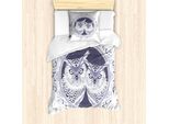 Abakuhaus Set Copripiumino Con Stampa Gufo Per Letti Singoli, Motivo Vintage Night Birds, Antiacaro E Anallergico, Con Federa, 135 Cm X 200 Cm - 80 X 80 Cm, Blu Indaco Ceil