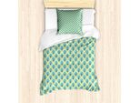 Abakuhaus Set Copripiumino Per Letto Singolo, Motivo Uccelli Esotici, Antiacaro, Adatto A Chi Soffre Di Allergie, Con Federa, 135 Cm X 200 Cm - 80 X 80 Cm, Verde Chiaro Multicolore