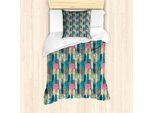 Abakuhaus Set Copripiumino Per Letto Singolo, Fiori Succulenti Pastello, Antiacaro, Adatto A Chi Soffre Di Allergie, Con Federa, 135 Cm X 200 Cm - 80 X 80 Cm, Multicolore