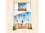 Abakuhaus Set Copripiumino Per Letto Singolo Con Motivo Mongolfiera, Cappadocia Nevsehir, Antiacaro, Adatto A Chi Soffre Di Allergie, Con Federa, 135 Cm X 200 Cm - 80 X 80 Cm, Multicolore