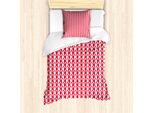 Set Copripiumino Abakuhaus Vintage Valentine Per Letti Singoli, Cuore Monocromatico, Antiacaro, Adatto A Chi Soffre Di Allergie, Con Federa, 135 Cm X 200 Cm - 80 X 80 Cm, Rosa Scuro E Bianco