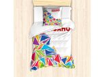 Set Copripiumino Abakuhaus Idaho Per Letti Singoli, Illustrazione Gem State, Antiacaro, Adatto A Chi Soffre Di Allergie, Con Federa, 135 Cm X 200 Cm - 80 X 80 Cm, Vermiglio E Multicolore