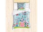 Abakuhaus Set Copripiumino Per Letto Singolo, Childish Cartoon Fun, Antiacaro, Adatto A Chi Soffre Di Allergie, Con Federa, 135 Cm X 200 Cm - 80 X 80 Cm, Blu Pallido Multicolore
