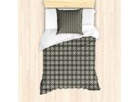 Abakuhaus Set Copripiumino Etnico Per Letti Singoli, Motivi A Quadrati Continui, Antiacaro E Anallergico, Con Federa, 135 Cm X 200 Cm - 80 X 80 Cm, Grigio Scuro E Guscio D'uovo