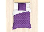 Abakuhaus Set Copripiumino Per Letti Singoli, Cuori Doodle Con Strisce, Antiacaro, Adatto A Chi Soffre Di Allergie, Con Federa, 135 Cm X 200 Cm - 80 X 80 Cm, Viola Melanzana