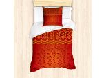 Abakuhaus Set Copripiumino Per Letti Singoli, Tradizionale E Con Foglie, Antiacaro, Adatto A Chi Soffre Di Allergie, Con Federa, 135 Cm X 200 Cm - 80 X 80 Cm, Vermiglio Rubino