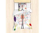 Abakuhaus Set Copripiumino Per Letto Singolo Torre Eiffel, Articoli Per Feste Parigine, Antiacaro, Adatto A Chi Soffre Di Allergie, Con Federa, 135 Cm X 200 Cm - 80 X 80 Cm, Multicolore
