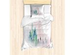 Abakuhaus Set Copripiumino Artistico Per Letti Singoli, Acquerello Bosco, Antiacaro, Adatto A Chi Soffre Di Allergie, Con Federa, 135 Cm X 200 Cm - 80 X 80 Cm, Multicolore
