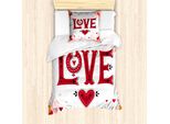 Abakuhaus Set Copripiumino Vintage Valentine Per Letti Singoli, Amore Pastello Floreale, Antiacaro, Adatto A Chi Soffre Di Allergie, Con Federa, 135 Cm X 200 Cm - 80 X 80 Cm, Multicolore