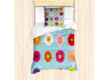 Abakuhaus Set Copripiumino Gerber Daisy Per Letti Singoli, Fiori Blooms, Antiacaro, Adatto A Chi Soffre Di Allergie, Con Federa, 135 Cm X 200 Cm - 80 X 80 Cm, Blu Pallido Multicolore