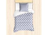 Abakuhaus Set Copripiumino Per Letto Singolo Con Stampa Gufo, Motivo Astratto Con Uccelli, Antiacaro E Anallergico, Con Federa, 135 Cm X 200 Cm - 80 X 80 Cm, Blu Indaco E Viola