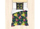Set Copripiumino Abakuhaus Luau Per Letti Singoli, Floral Blooming Jungle, Antiacaro, Adatto A Chi Soffre Di Allergie, Con Federa, 135 Cm X 200 Cm - 80 X 80 Cm, Multicolore
