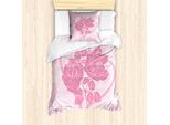 Abakuhaus Set Copripiumino Vintage Valentine Per Letti Singoli, Rose Nel Cuore, Antiacaro, Adatto A Chi Soffre Di Allergie, Con Federa, 135 Cm X 200 Cm - 80 X 80 Cm, Rosa Baby