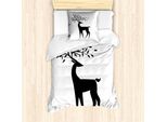Abakuhaus Set Copripiumino Per Letti Singoli Wild Jagen, Motivo Renna, Antiacaro, Adatto A Chi Soffre Di Allergie, Con Federa, 135 Cm X 200 Cm - 80 X 80 Cm, Grigio Antracite E Bianco